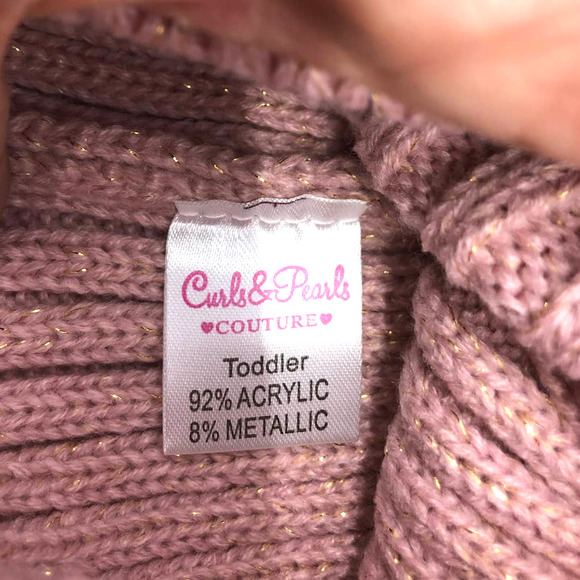 5/$25 Toddler Curls & Pearls Toddler Winter Hat Beanie and Mitten Set 0-24 mos - Picture 3 of 3